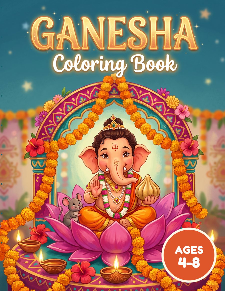 Cover of Ganesha Coloring Book, Ages 4-8