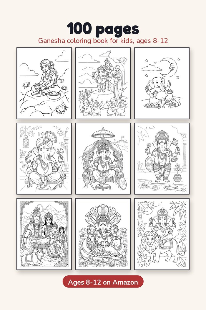 Inside Ganesha Coloring Book, Ages 8-12