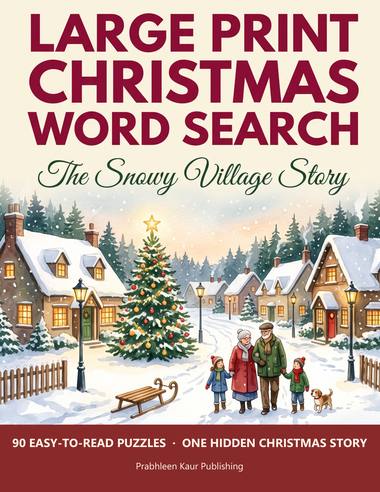 Cover of Large Print Christmas Word Search: The Snowy Village Story
