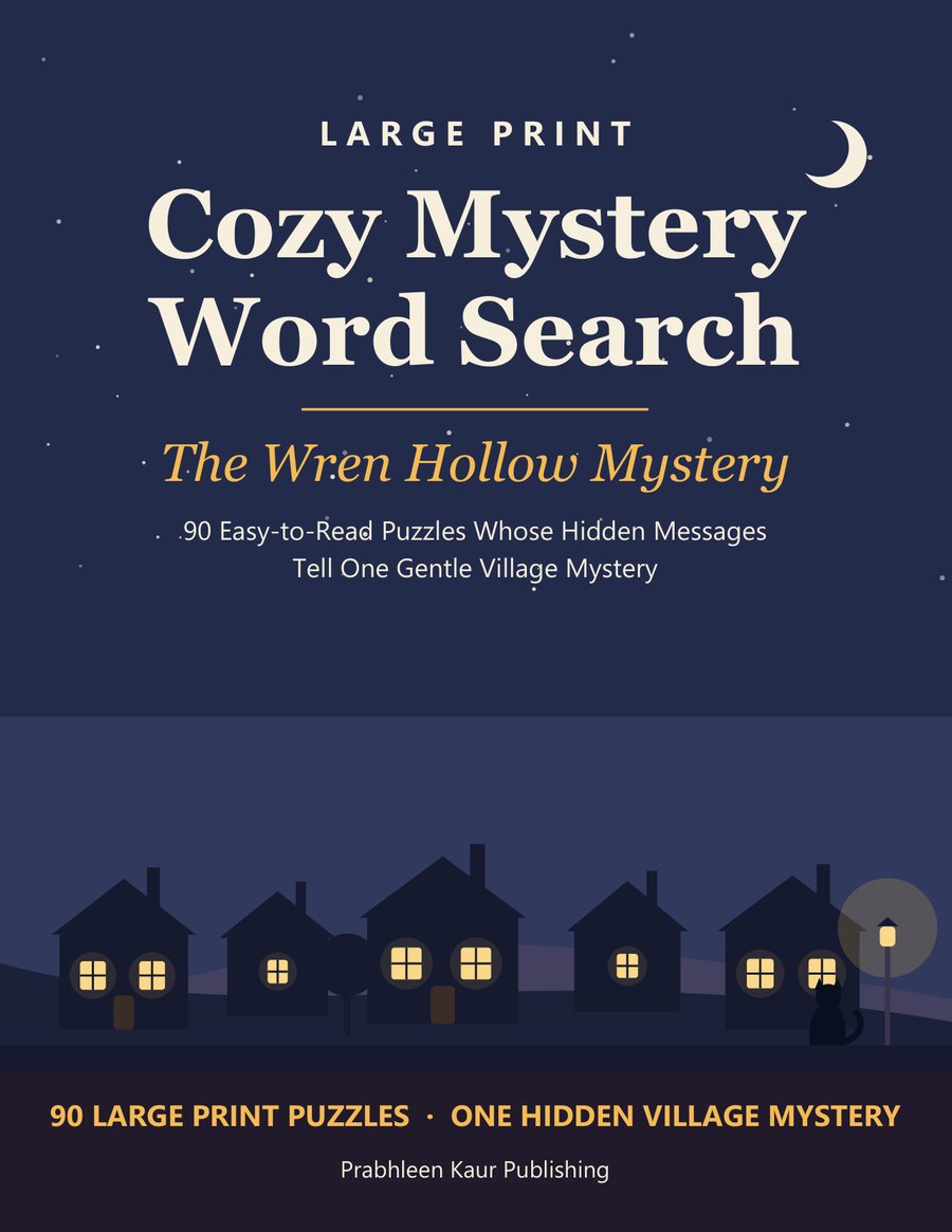 Cover of Large Print Cozy Mystery Word Search: The Wren Hollow Mystery