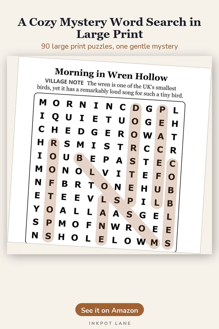 A Cozy Mystery Word Search in Large Print