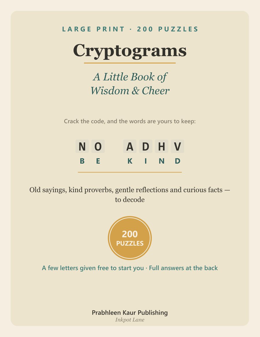 Cover of Large Print Cryptograms: A Little Book of Wisdom & Cheer