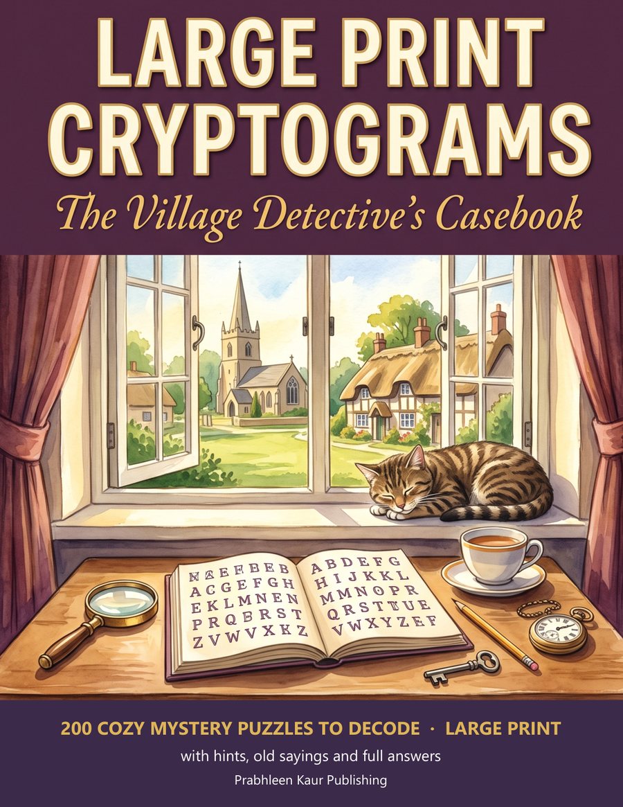 Cover of Large Print Cryptograms: The Village Detective's Casebook