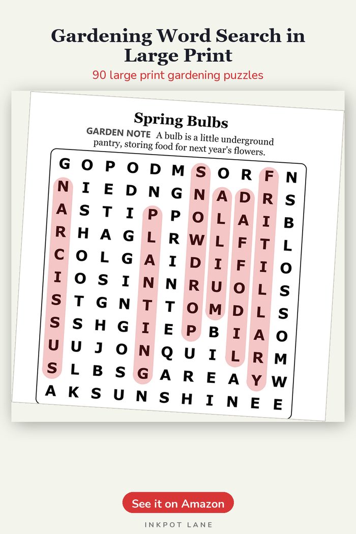 Gardening Word Search in Large Print